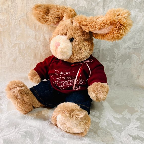 Build A Bear Bunny BABW Clothes Plush Poseable Ears Jeans & Princess T-Shirt 16" - Picture 3 of 10